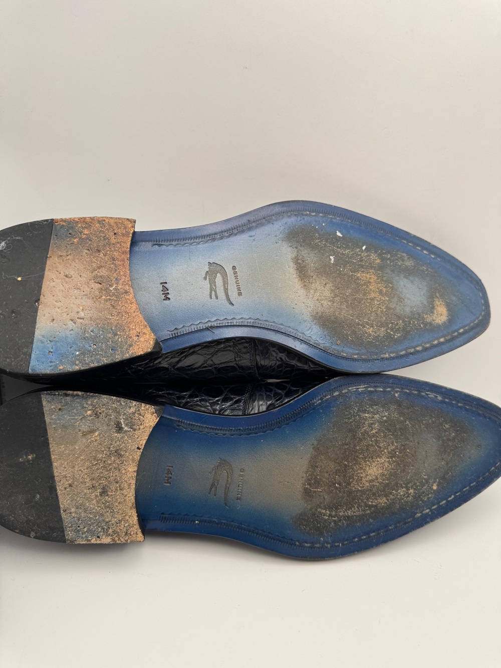 Mezlan Platinum Blue Crocodile Dress Shoes Size 14 - Picture 5 of 7